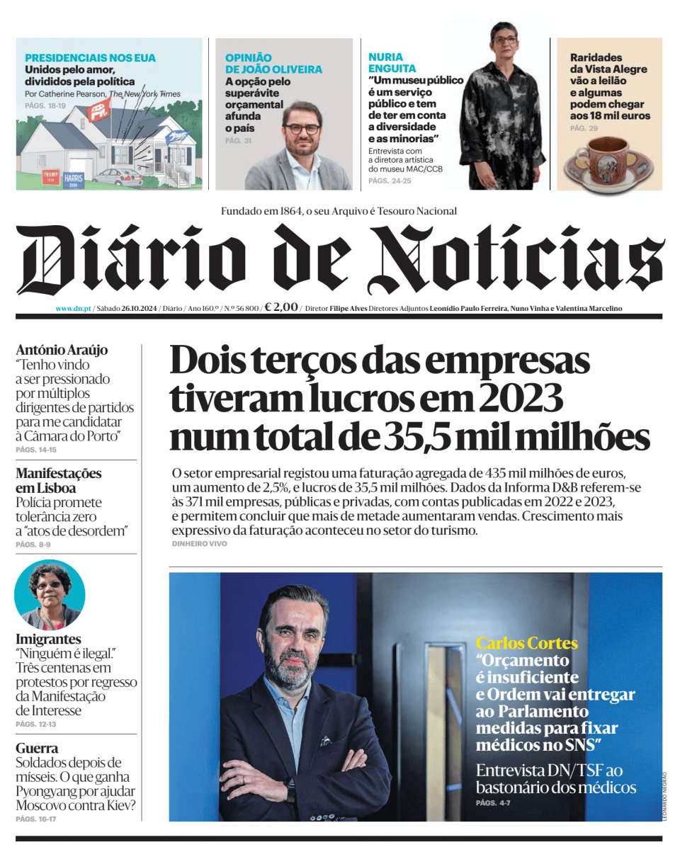 Prima-pagina-Diario de Noticias-edizione-di-oggi-20241026